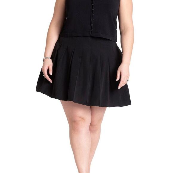 Eloquii Preppy Pleated Mini Skirt Black Whimsygoth Grunge Witchy Plus Size 20 - Picture 1 of 10